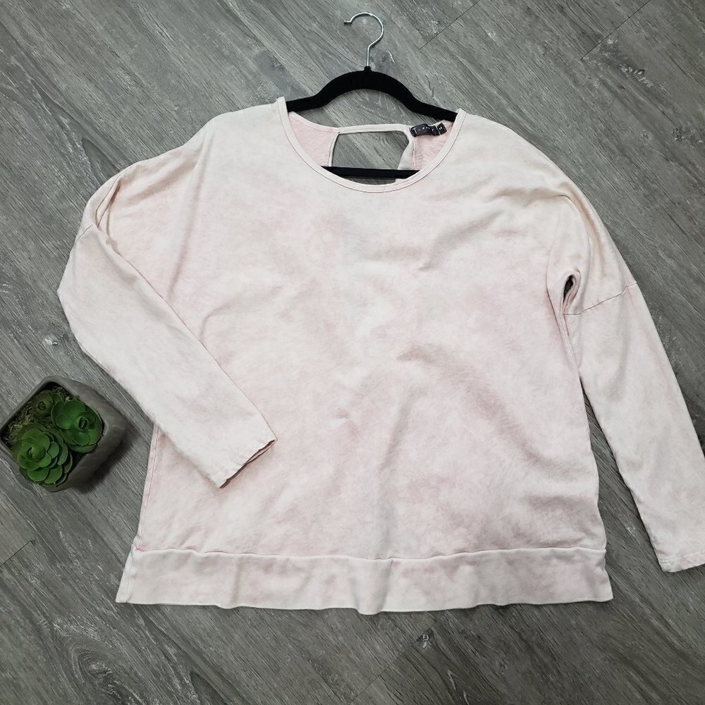 T Party Long Sleeve Open Back Shirt Pink Tie Dye M